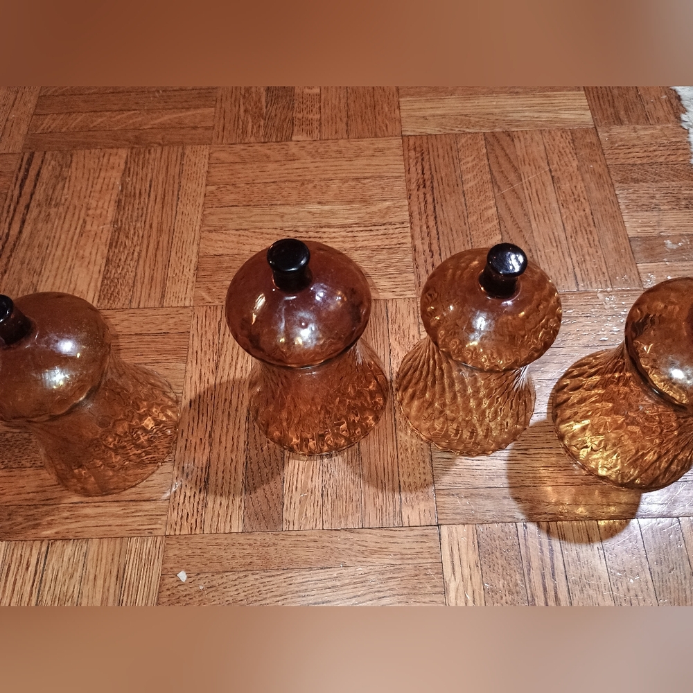 VTG 4 Homco Home Interiors Amber Honeycomb Optic Glass Peg Votive Candle Holder - Picture 4 of 7